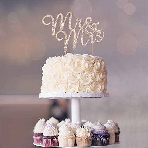 Mr And Mrs Wedding Cake Topper - Premium Rose Gold Metal - Sparkly Wedding Or Anniversary Cake Topper - Now Protected In A Box #TOP7