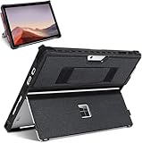 SSS·GRGB Protective Case for Microsoft Surface Pro 7+/7/6/5/4/Pro LTE 12.3-Inch - Slim All-in-One Rugged Cover with Hand Strap, Compatible with Type Cover Keyboard & Adjustable Stand, Black