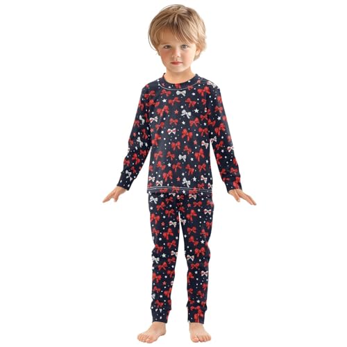 ALAZA Bow Star Red Blue 2 Piece Pajama Set Long Sleeve Top and Pants Sleepwear Unisex3