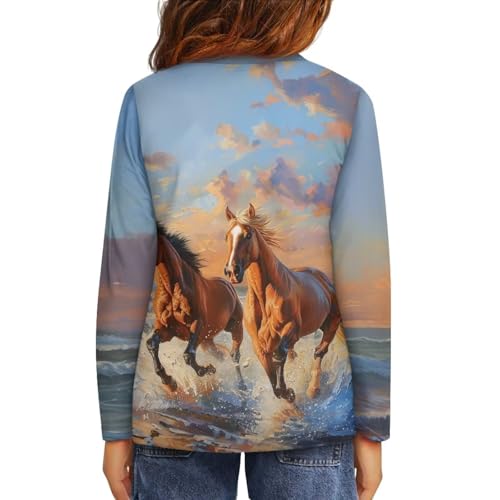 Image of Long Sleeve Shirts for Girls Casual Crewneck Tops Fall Winter Outfits for 3-16 Years Old