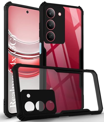 Image of Jkobi Back Cover Case for Realme 14X (Shockproof with Polycarbonate Clear Panel | Professional Black)