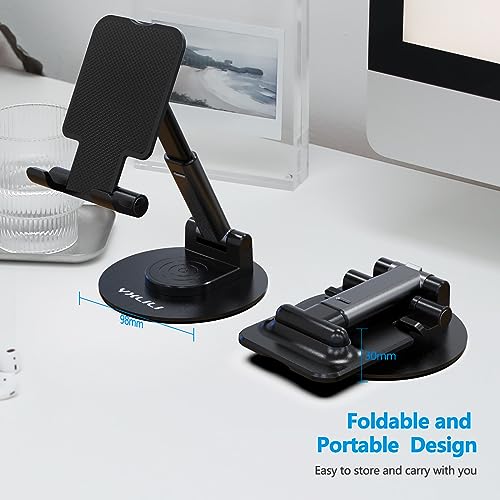 Image of YXLILI Foldable Phone Stand Adjustable Angle Height Cell Phone Holder for Desk 360 Rotating Cellphone Stand for Office Compatible with iPhone14 /13 /12 /11 Pro, Max, Mini, iPad, Tablet(4-9.7in)-Black