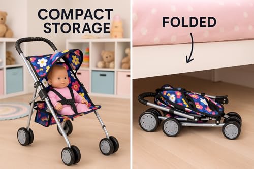 image for fash n kolor My First Doll Stroller for Kids – Foldable Baby Toy Dol
