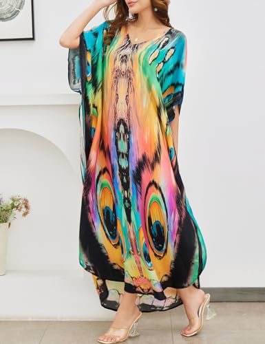Bsubseach Kaftan Dresses for Women Plus Size Bathing Suit Cover up V Neck Batwing Dress Loose Loungewear Maxi Beach Cover Ups3