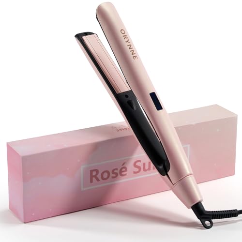 ORYNNE Hair Straighteners for Women, 1â€ Flat Iron Hair Straightener with 10 Heat Settings, Pink Hair Straightener and Curler 2 in 1, Ceramic Flat Iron for All Hair Type, Dual Voltage