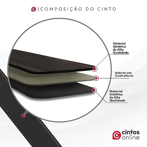 Cinto Masculino Social Basic Dupla Face (Fivela Preto Fosco)