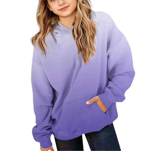 Image of Girls Hoodie Gradient Color Pullover Long Sleeve Kids Sweatshirt