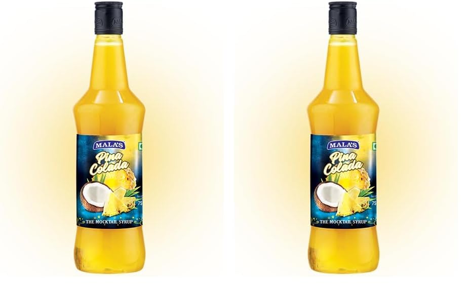 Image of Mala's Fruit Mocktail Syrup Pina Colada 750ML Bottle | Mixer for Cocktails, Drinks, Sharbat, Sorbets, Juices, Beverages (Pack of 2)