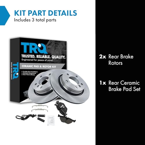 Image of TRQ Rear Ceramic Brake Pad and Rotor Set | For 00 BMW 323Ci 01-06 325Ci 01-05 325i 294mm Rear Rotors Models