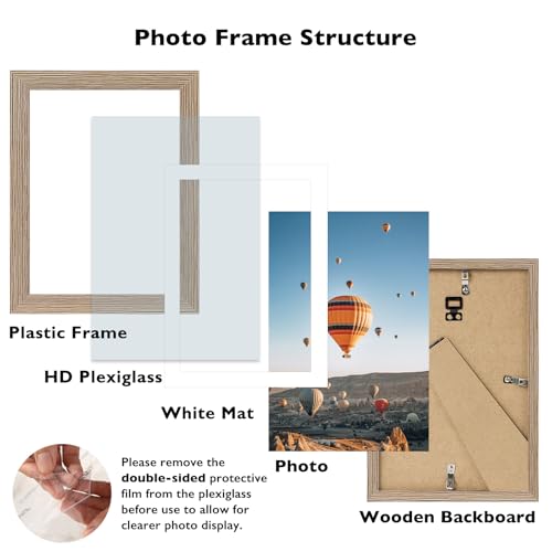 Image of JCJMY 5x7 Picture Frame with 4x6 Mat for Wall Hanging or Tabletop, Display Photo 4x6 with Mat or 5x7 Without Mat, 5 by 7 Wall Gallery Poster Photo Frame with Shatter Resistant Plexiglass,Rustic Brown
