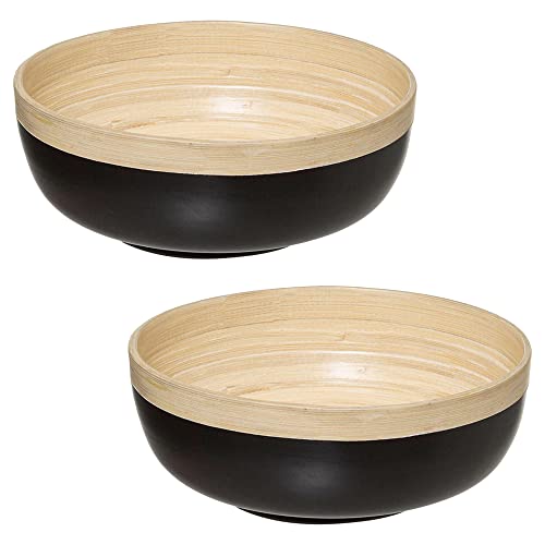WELL HOME MOBILIARIO & DECORACIÓN 2X ENSALADERA DE BAMBÚ COLOR NEGRO 20CM + 30CM