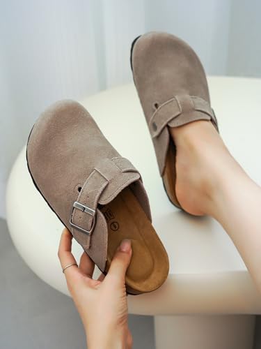 Image of Project Cloud 100% Genuine Leather Footbed Clogs for Women - Memory Foam Arch Support Slippers for Women - Trendy Slip-ons Women's Mules & Clogs Sandals