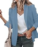 Newffr 2023 Womens Blazers Casual Long Sleeve Open Front Lapel Collar Work Office Jacket Summer Outwear