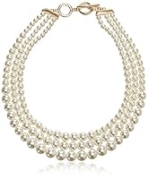 Anne Klein Women's Gold-Tone Blanc Pearl Collar Necklace, 0, Metal