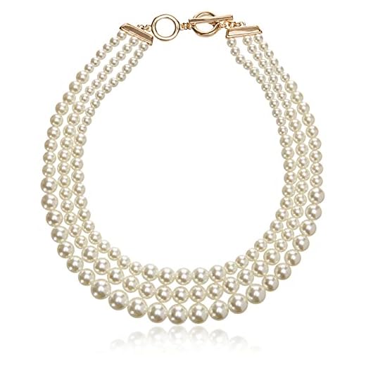 Anne Klein Women's Gold-Tone Blanc Pearl Collar Necklace, Gold/ White, 0