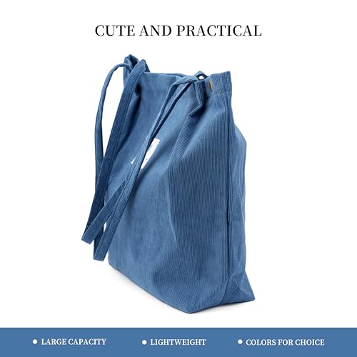 Image of TOPASION Cute Corduroy Tote Bag Canvas Shoulder Handbags for Women Travel Shopping