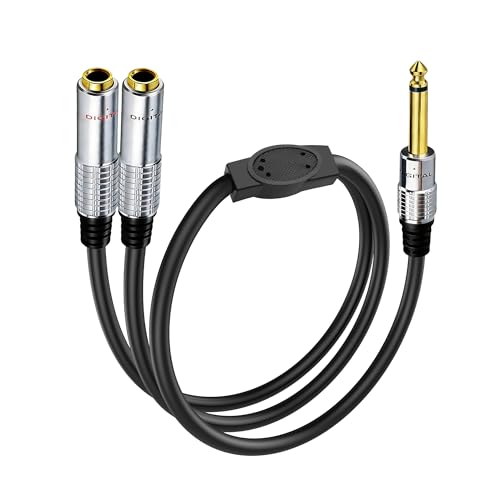 Cable divisor de audio Y 6.35mm TS Mono macho a dual hembra 0.5m miniatura 1