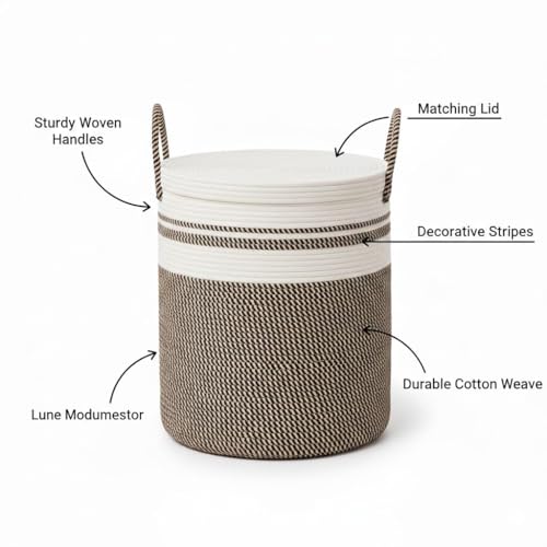 Image of lid Laundry Basket for Clothes, Toy Storage Basket, Storage Basket for Living room, Multi-Purpose, Extra Large Laundry Basket, Dirty Cloth Baskets, 15x20 in inch (LXH) (BG8)