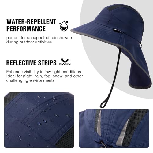 Image of TOP-EX Wide Brim Sun Hat for Men Women with Neck Flap & Sunglass Lock | UPF 50+ protection waterproof packable windproof chin strap for fishing hiking safari travel outdoor work