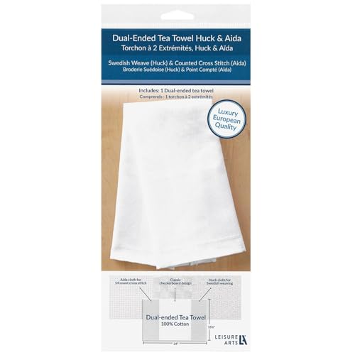 Leisure Arts Tea Towel Double-Ended Huck/Aida, 15.75X23.5, Traditional Swedish Weaving, Huck Weaving, Swedish Weaving Patterns, Weave Fabric, Weave Towels