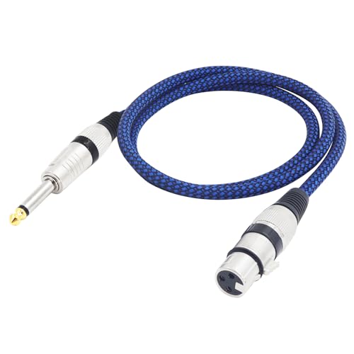 LANMINGLEL XLR Female to 1/4" TS Cable 6.35mm TS to XLR Female Unbalanced Cable Nylon Braided Microphone Cable Compatible with Microphone