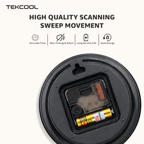 Image of TEKCOOL Plastic Digital Wall Clock 12 inch Silent Quartz Decorative Non-Ticking Classic Clock Battery Operated Round Easy to Read for Room /Home /Kitchen /Bedroom /Office /School-(Black Rosegold)'