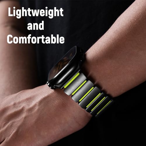 Image of Magnetic Titanium Band Compatible with Apple Watch Ultra 3 /2 /1 Band 49mm Series 11 10 46mm 45mm 44mm 42mm SE 3 /2 /1 9 8 7 6 5 4,Luxury Silicone Dual-Layer Link For iwatch Men Women