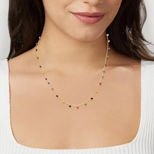 Ross-Simons 4.10 ct. t.w. Multicolored Sapphire and 1.30 ct. t.w. Ruby Bead Station Necklace in 10kt Yellow Gold2