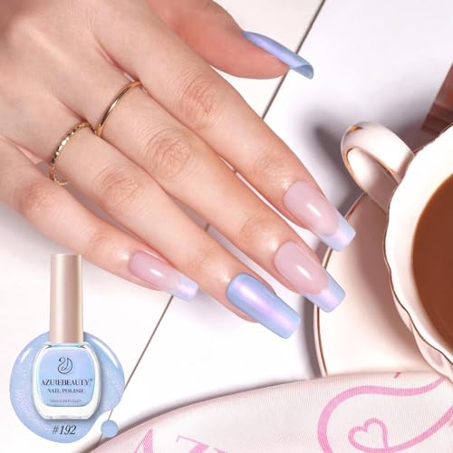 Image of AZUREBEAUTY Nail Polish,Celestial Blue Quick Dry Complete Natural Super Lustrous ,Professional for DIY Manicure and Pedicure at Home | Natural healthy, high glossy finish, professional grade, perfect for home DIY, friendly for nail art beginners