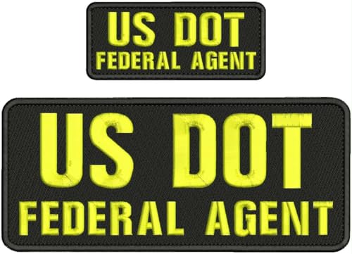 Special Patches for Velcro Patches for Uniform for US DOT Federal Agent Embroidery Patch 4X10 and 2x5 Hook ON Back White Yellow Model-Q-X988-4359