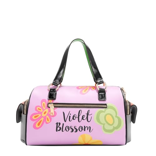 Nicole Lee Violet Blossom Wide Handbag, Vegan Leather4
