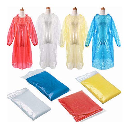 10Pcs Disposable Rain Coat Ponchos with Drawstring Hood for Adults,Iusun Raincoat Extra Thick Emergency Waterproof for Travel,Camping,Hiking,Concerts,Sport or Outdoors