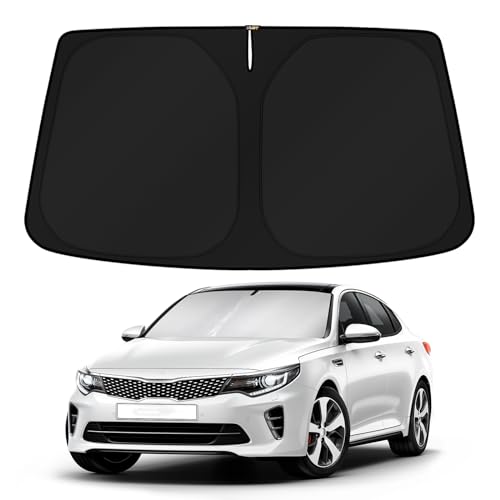 Image of KUST Windshield Sun Shade for KIA K5 / Kia Optima Accessories 2016 2017 2018 2019 2020 (Not for 2021 KIA K5) Custom Fit Window Shade Foldable Sun Visor Protector Blocks UV Rays Keep Your Car Cooler