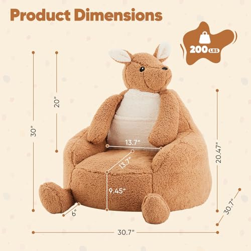 Image of 31 Inhces Memory Foam Bean Bag Chair - Ultra Soft Faux Rabbit Fur Sofa with Handle & Machine Washable Cover, Comfy Lazy Chair for Kids Teens, Perfect for Reading Gaming in Living Room Bedroom,Brown