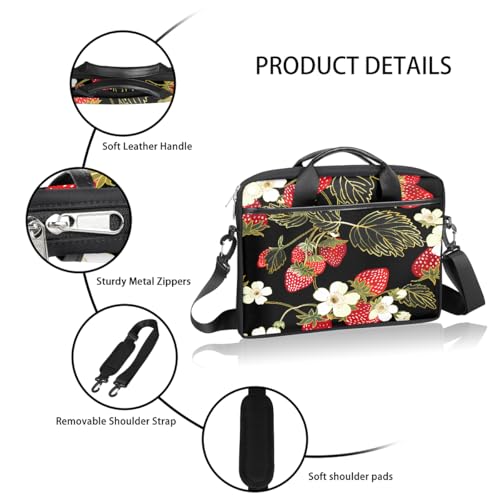 Bolsa para laptop con diseño de flor y fresa 15 pulgadas miniatura 4