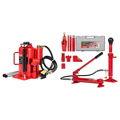 Specstar Pneumatic Air Hydraulic Bottle Jack With Manual Hand Pump 20 Ton & 10 Ton Porta Power Kit 2M Hydraulic Car Jack Ram Combo #TOP27