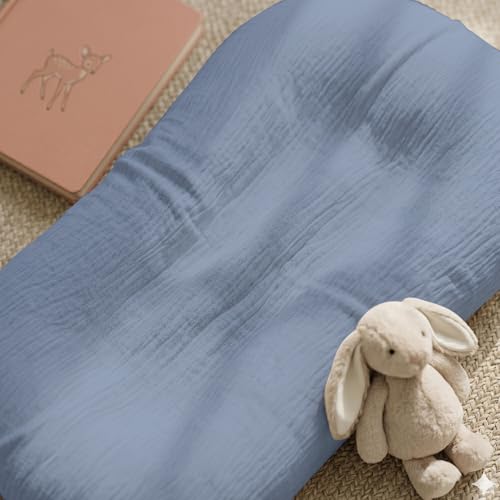 Image of guruixu Muslin Baby Lounger Cover 2 Pack, 100% Cotton Infant Lounger Cover, Soft & Breathable Replacement Slipcover, Compatible with Snuggle Me Newborn Lounger (Tradewinds,Tradewinds Wave)