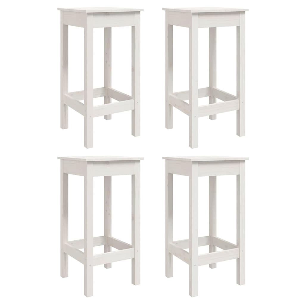 Ensemble de Bar de Jardin 5 Pièces en Bois de Pin Massif Blanc, Mange-Debout Extérieur avec 1 Table Haute 121cm et 4 Tabourets de Bar pour Terrasse et Balcon