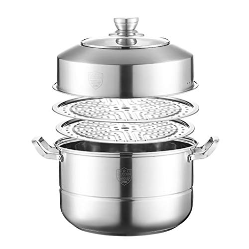 Olla Vaporera/Olla para Caldo, De Acero Inoxidable 304 De Doble Capa, Gruesa, para Cocina De Gas/Inducción.,30cm