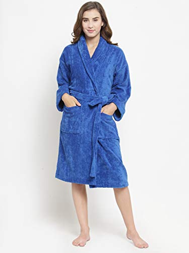 Trident Comfort Living Premium 100% Cotton Unisex Bathrobe 380 GSM | Dressing Gown | Super Soft | Absorbent-Perfect for Gym | Shower| Spa | Hotel Robe | Vacation, size- Medium Color - Turkish Sea