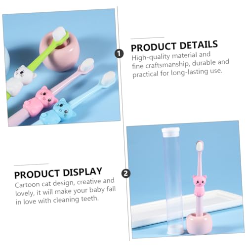 Ipetboom 3Stücke Weiche Zahnbürsten Cartoon Katzen Design Ergonomische Bürsten für Jahre Alte Mädchen und Jungen Sanfte für Empfindliches Zahnfleisch – Bild 6