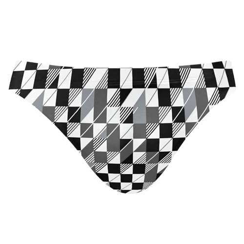 Mens Swim Briefs Black and White Buffalo Check Plaid Swimwear Bikini Swimsuit XL B0403941