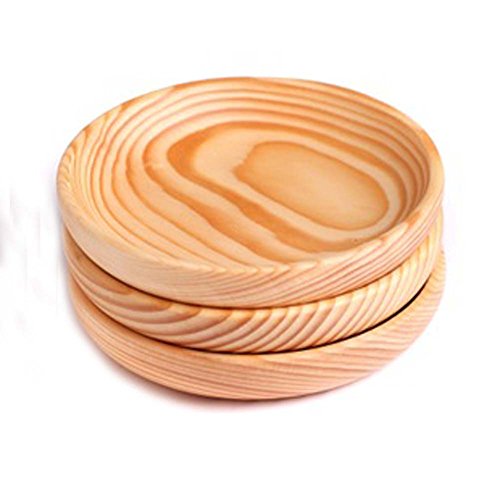 XHHOME 3pcs Japanese Cuisine Cedarwood Wooden Bowl for Rice Miso Sushi 6"x1"