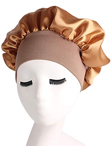 Harewom Satin Hair Bonnet for Sleeping,Solid Sleep Cap with Elastic Band,Beauty Head Cover Night Cap