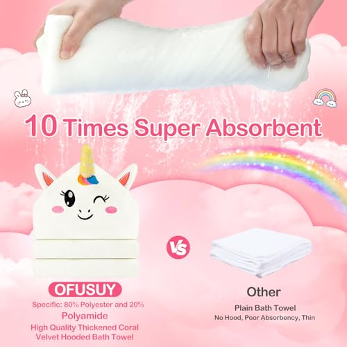 Image of OFUSUY 12 PCS Baby Bath Towels for Infants Toddlers, 4 PCS Animal Hooded Baby Towels & 8 PCS Washcloths Set, Soft & Ultra Absorbent Newborn Bath Cute Essential Gifts for Boys & Girls