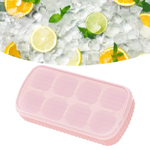 Bandeja de hielo de silicona flexible con tapa rosa miniatura 3