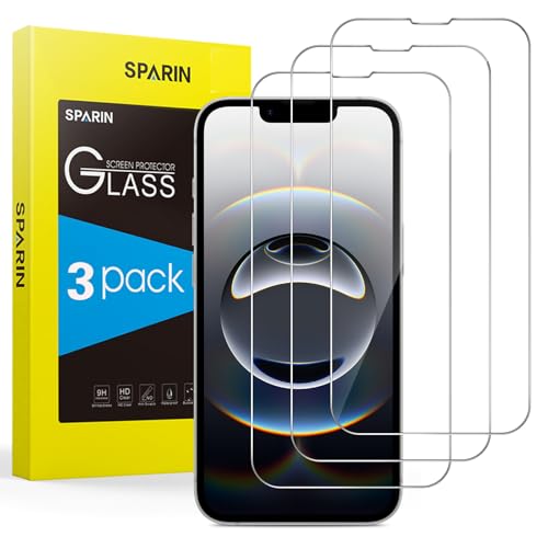 SPARIN Protector de Pantalla para iPhone 16e, Cristal Templado de 6,1 Pulgadas Cobertura Completo 9H Dureza, HD Transparente, 3 Pack