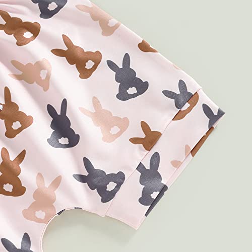Image of BeQeuewll Toddler Baby Boy Easter Outfit Letter Bunny Print Short Sleeve T-Shirt and Shorts Summer Clothes Set