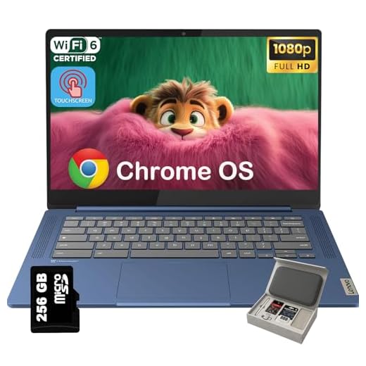 Lenovo IdeaPad Slim 3 Chromebook - 14'' Touchscreen Full HD Display • 8-Core MediaTek Kompanio 520 CPU • 4GB RAM • 64GB eMMC & 256GB Micro SD Card • Wi-Fi 6 • for Business Student • Chrome OS • Blue