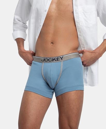 Image of Jockey 8015 Men's Super Combed Cotton Rib Solid Trunk with Ultrasoft Waistband (Pack of 2)
